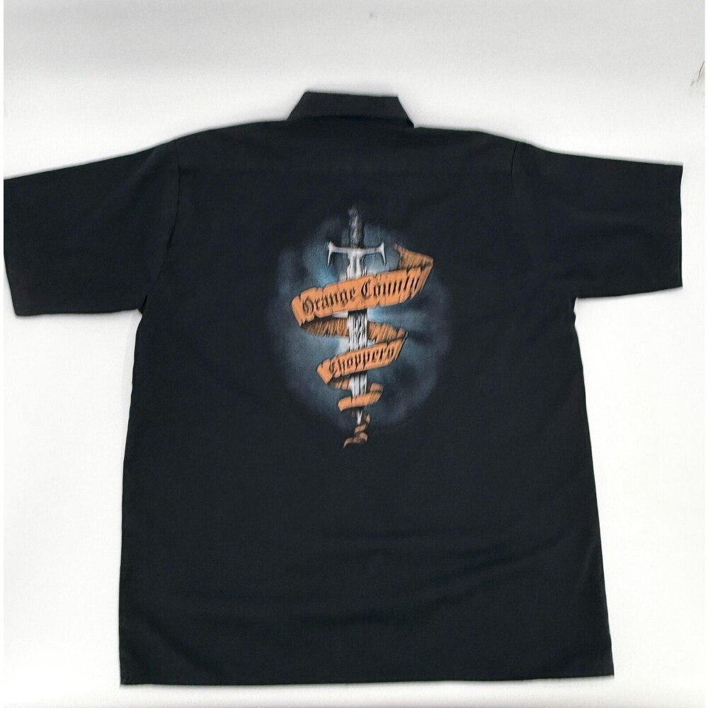 Orange County Choppers Shirt Mens Black Button Up Work Short Sleeve